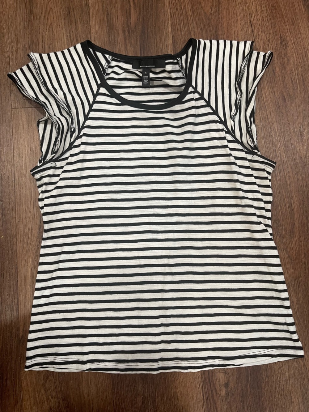 White House Black Market Black & White Striped Short Sleeve Tee